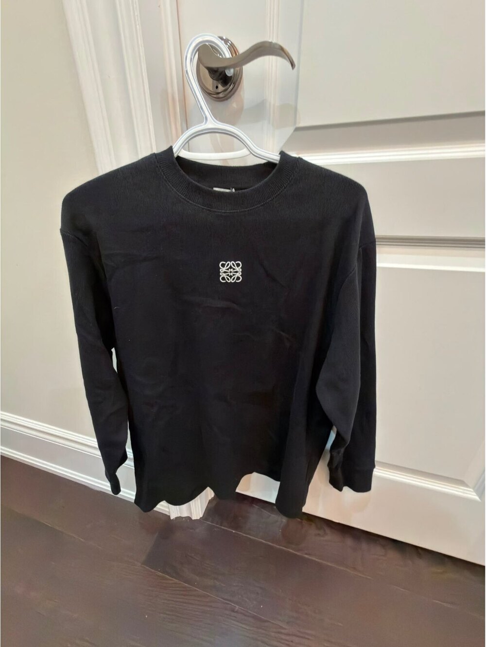 Loewe Black Crewneck Sweatshirt with Logo Embroidery